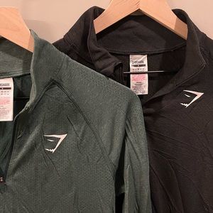 Gymshark BLACK AND GREEN Half Zip Workout Shirts (2)